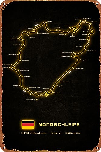 Nürburgring Nordschleife Poster Metallschild Blechschild, Vintage, Metall, Pub, Club, Café, Bar, Zuhause, Wandkunst, Dekoration, Poster, Retro, 20,3 x 30,5 cm