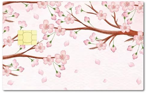 CREATCABIN Kirschblüten-Kreditkarten-Aufkleber,Haut,Debitkarten-Abdeckung,Personalisierbar,Abnehmbare Rosa Vinyl-Karten-Haut-Aufkleber,Schützender Aufkleber,Schlank,Für Kartendekoration,186x137mm