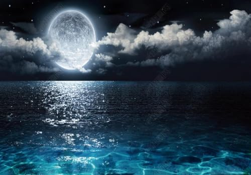 Fototapete Nachtszene Sternenhimmel Heller Mond