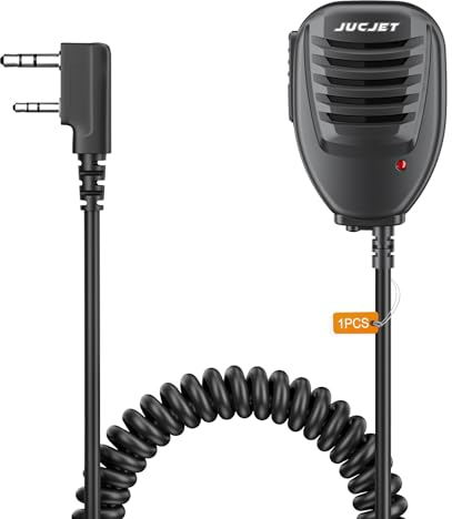 JUCJET Handheld Speaker,3.5mm Headphone Jack Speaker Mic Walkie-talkie Radio Hand Microphone with Steel Belt Clip (1 Pcs)