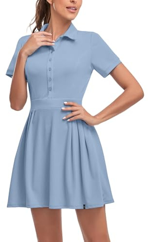 Soneven Damen Tenniskleid mit Hose Tennis Kleidung Set Ärmellos A-Linien Sportkleider Sommerkleid Golfkleid Für Sport Tennis Golf Baseball