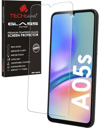 TECHGEAR GLASS Edition Kompatibel mit Samsung Galaxy A05s Panzerglas Schutzfolie Handy Abdeckung [2.5D Runde Kante] [9H Härte] [Kristallklarheit] [Kratzfest] [Keine Blasen]