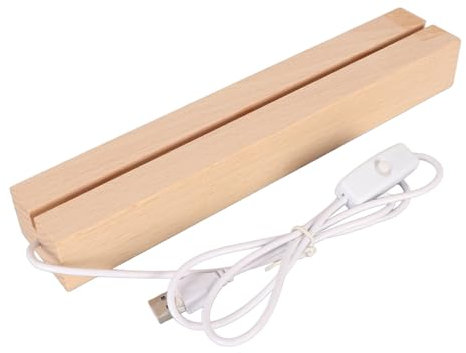 Jectse Rechteckiger Lichtsockel aus Holz, USB-LED-Beleuchteter Holzsockel, Beleuchteter Holzsockel mit Geringem Stromverbrauch, für Acryl, Kristall, Nachtlicht, Glasharzkunst (18cm)