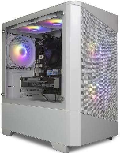 ionz Gaming PC - Desktop Computer, Intel I3-10105F, Nvidia RTX3050, 16GB RAM, 500GB SSD, 500W 80+ PSU, WiFi, Windows 11, White - KZ10W