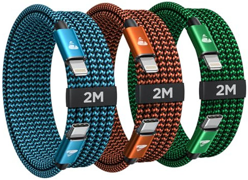 Aioneus Cable USB C a Lightning 2M 3Pack Cable iPhone USB C [Certificado Apple MFi] Cable iPhone Carga Rapida, Cable iPhone Tipo C Cable Cargador iPhone para iPhone 14 13 12 11 Pro MAX XS XR X 8, iPad