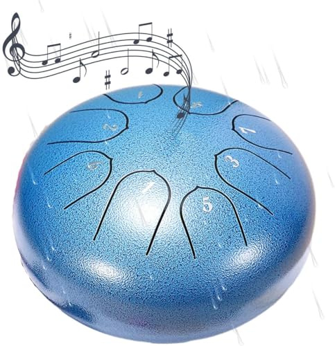 Regentrommel für Garten, 8 Noten, 15,2 cm Chakra-Regentrommel, Stahlzungentrommel, Regenglocke, Musikinstrument, schafft eine friedliche und charmante Atmosphäre im Garten, Blau