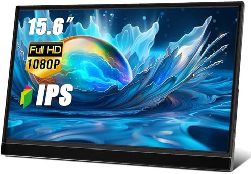 Lrtzcbi Portable Monitor 15.6 Inch, HDR 1920x1080P IPS Screen Laptop Monitor with Dual USB C HDMI, Built in Speaker Travel Monitor for Laptop/PC/Phone/Xbox/Switch/PS4