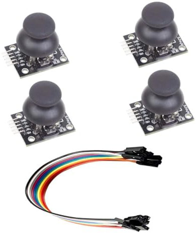 Ferwooh Sensor de palanca de mando de juego de doble eje, módulo de ruptura JoyStick con cable hembra 10P (paquete de 4 unidades)