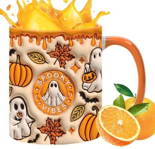 Halloween Coffee Mug | Ceramic Ghost Mug | Halloween Mug with Handle, Ceramic Mug, Ghostly Coffee Cup, Ghostly Coffee Mug, Halloween Ceramic Cup, Spooky Mug for Halloween