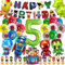 Geburtstagsdeko kingder 5 jahre, 3D Super Luftballon Kindergeburtstag Deko Geburtstag Happy Birthday Banner Latexballons Folienballon Junge für 5 Themen Kinderpartys Geburtstags