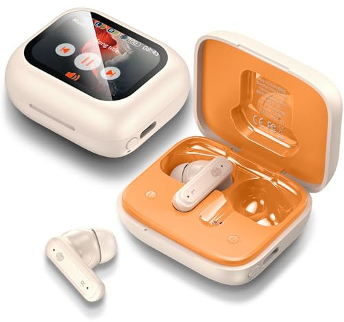 THREE PEACHES Bluetooth Kopfhörer,In Ear Kopfhörer Kabellos Bluetooth 5.4 Kabellose Kopfhörer mit ENC Noise Cancelling Mic,Headphones mit Touchscreen für iPhone und Android.Beige