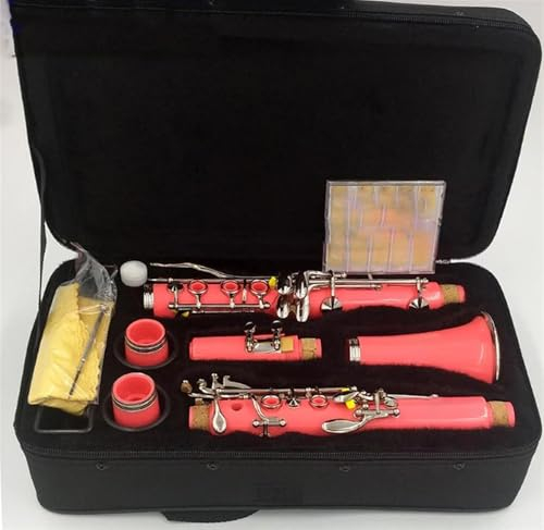 Klarinette ClarinetProfessional 17 Tonarten B-Klarinette Für Anfänger Standard Tragbar Für Erwachsene(Pink)