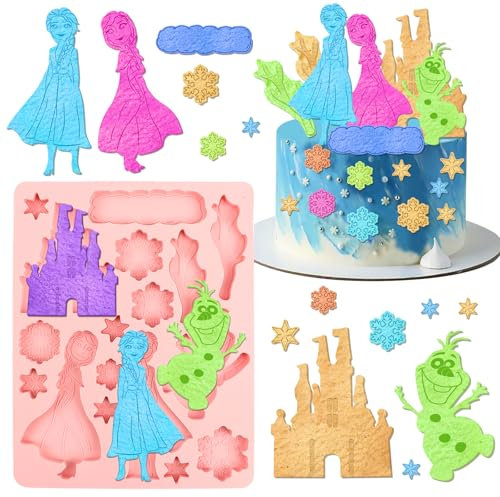 Froze Silikonform, Froze 3D Ausstechformen kinder, Els Tortendekoration Form, Els Fondantformen, Rosa, DIY Kreativ Formen, Geeignet für Fondant, Ausstechformen, Gebäck, Eiscreme Usw