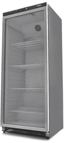 Maxima Frigorifero 600L nero con porta in vetro - 4 griglie regolabili - Raffreddamento dell'ospite - Professionale