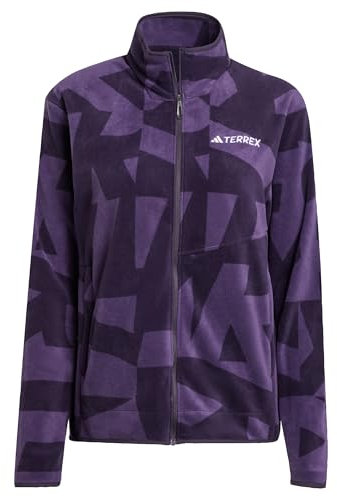 adidas Donna Terrex Multi Printed Full Zip Fleece Jacket, Aurora Black/Aurora Plum, M