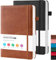 FOCUS DAY Notizbuch A5 Hardcover, 2 Stück, Leder-Notizbuch, Tagebuch für die Arbeit, Notizbuch mit 100 g/m² liniertem Papier, kein Verlaufen, für Büro- und Schulbedarf, 14,5 x 21,3 cm, Braun und