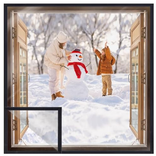 Kit de Aislamiento para Ventanas, Aislante Autoadhesivo Película Transparente para Ventanas para Sellar Ventanas, Película Aislante Resistente Al Viento para Ventanas En Invierno, 50x120cm Negro