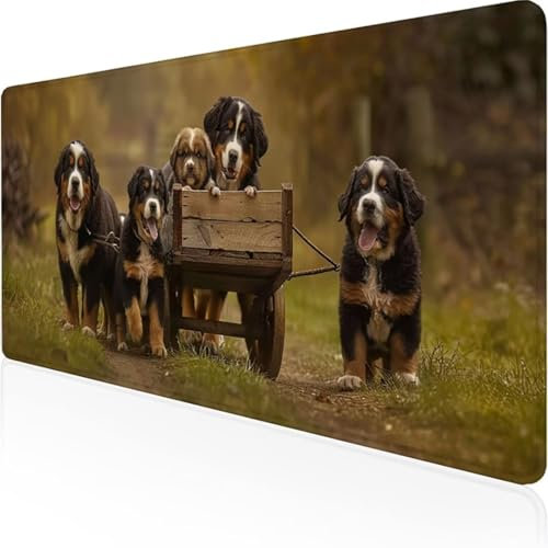 YALNSENN Schreibtischunterlage, Mauspad, Büro-Schreibtischmatte, Rutschfester -schreibtischmatte, wasserdichter schreibunterlage für Büro und Zuhause 800 x 400mm Wiese Hund