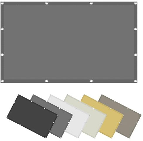 Tenda parasole impermeabile, 4,9 x 6,5 m, rettangolare, blocco UV 98%, per esterni, giardino, patio, tenda da sole, colore grigio chiaro, corda inclusa