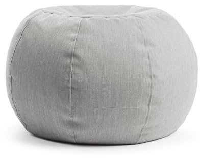 mokebo® Outdoor Pouf o. Hocker 'Der Kugelige' 60x45cm für Balkon & Garten Sitzhocker rund, Bodenkissen, Sitzwürfel, Sitzpouf, Fußhocker & Beistelltisch mit EPS-Perlen Füllung in Lichtgrau