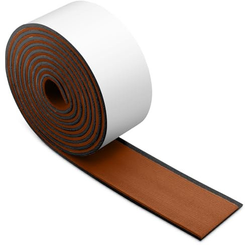 Xisair Tappetini per Ponti di Barca in Schiuma Eva Imitazione Teak, Decorazione Antiscivolo e Autoadesiva per Yacht, Barche a Vela, Camper, Piscine, Scanalature Diritte