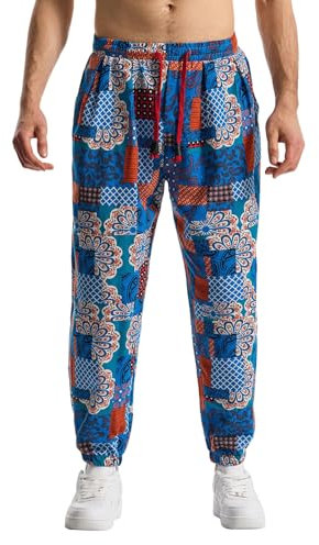 Pantalon de survêtement ample en coton pour homme - Motif cachemire - Coupe large - Motif 3D - Pour la plage, le yoga, le jogging, la danse, Z-3., L