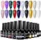 MSRUIOO 12 Stück Crackle Gel Nagellack Set Schwarz Grün Blau Crackle Gel Nail Polish + Weiß Silber Gold Nagellack Nails Art Kit und Base Top Coat, Super Easy Cracked, Air Dry