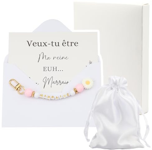 Cadeau Marraine Demande Porte-Clés - Veux-tu être ma Marraine Cart, Porte-Clés Demande Marraine Unique pour Baptême, Communion & Anniversaire (Boîte Cadeau Émotion)