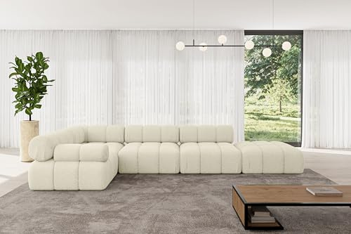 ALTDECOR Modulares Sofa Ecksofa in L-Form Corner modular Sofa Eckcouch Couch Wohnlandschaft Cauchsofa Polstersofa Felto-L2-380x190x70 cm Beige