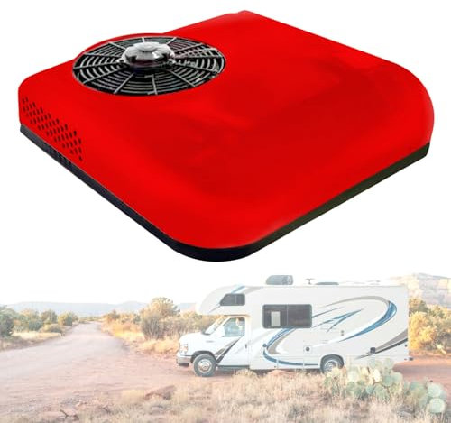 Aredwhiterui Climatiseur De Stationnement 12V/24V - Refroidissement Turbo 2200W & & Débit d'air 450m³/h & Ultra-Silencieux 20dB, Tout-en-Un Montage en Toit pour Camion/Camping-Car/Caravane Red-24V