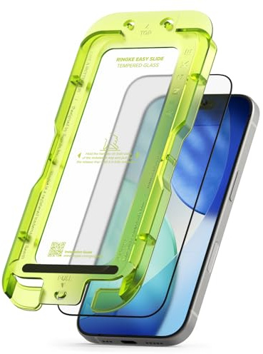 Ringke for iPhone 17 Screen Protector, Easy Slide (2P) | 9H Tempered Glass, Anti-Scratch & Anti-Shatter, HD Clear, Oleophobic Coating, Easy Installation Tool