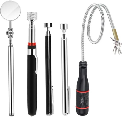 5 Stück Magnet Teleskopstab, Teleskop Magnetstab mit 550mm Flexibler Magnetheber Magnetstabgreifer Stabmagnet Werkzeug für Auto Werkstatt Zuhause (1.5LB 5LB 10LB)