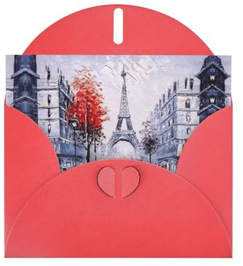 Wunderschöner Kunstdruck mit Eiffelturm, Motiv: Paris Stadtbaum, Umschläge, blanko, Grußkarten für Hochzeiten, Veranstaltungen, Geburtstage