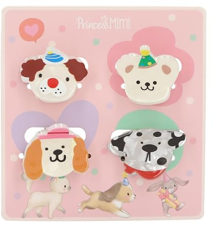 Depesche 14066 Princess Mimi - Haarklammern mit Print, mit Hundekopf-Motiven, Accessoires-Set mit 4 Klammern in Perlmutt-Optik