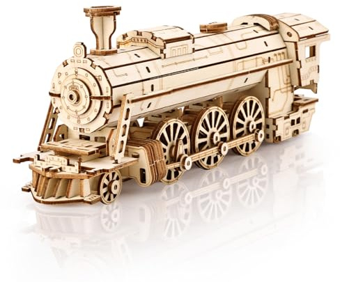 Cuteefun Holzfahrzeug-Modellbausatz, 3D-Holzpuzzle Dampflok Modell [156Pcs] | Kunsthandwerk & Schreibtischdekoration, Geschenk für Erwachsene Jugendliche & Autoliebhaber