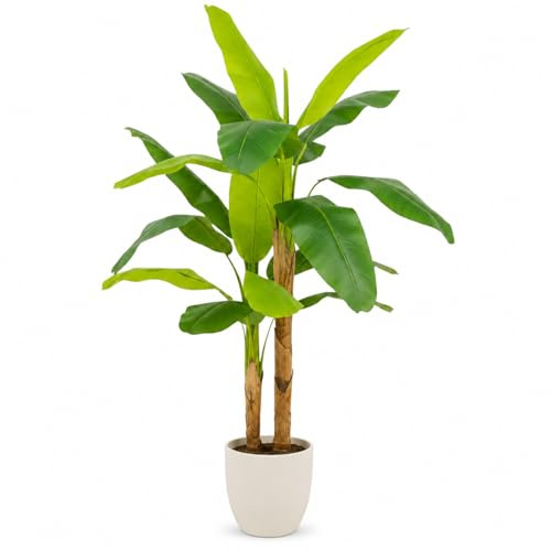 edihome, Pianta Decorativa da Interno – Banano Artificiale 160cm – Grande Pianta Tropicale Realistica per Casa, Ufficio, Hotel, Centri Commerciali – Decorazione Interno/Esterno