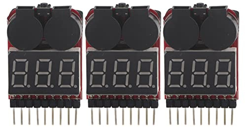 3-teiliges Set RC 1S-8S Lipo-Akkutester mit LED-Anzeige, Unterspannungsalarm und Summer, RC-Zubehör