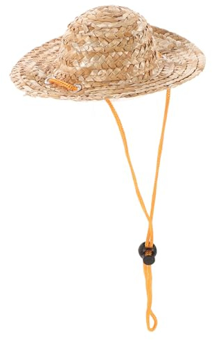 Artibetter Chapeau de Paille pour Petits Chiens et Chats Sangle Élastique Réglable, Protection Solaire pour Yeux, Style Tressé Élégant, pour Jardin et Plage