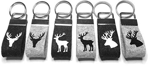 Schlüsselanhänger Hirsch Hirschkopf und andere Motive Filz personalisiertes Geschenk