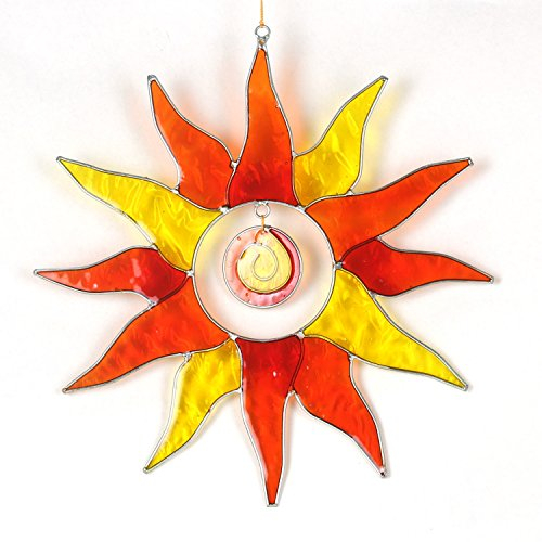ART-CRAFT Fenster Hängedeko Sonnenfänger – Handgemachter Suncatcher für magische Lichtspiele – Fensterdeko und Gartendekon – Handbemalte Fensterdekoration - Motiv Sonne