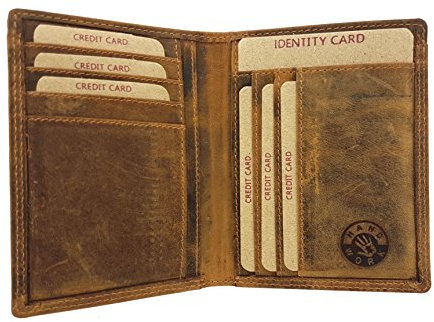 Jockey Club echt Leder Kreditkartenetui mit Scheinfach Etui Ausweisetui Hülle mit RFID Schutz rustikales Vintage Hunterleder