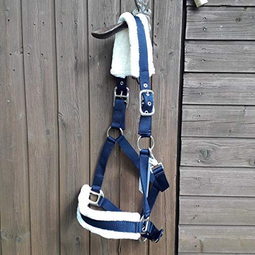 HKM Euroriding Nylon Halfter Plüsch, Größe:Pony, Farbe:Navy