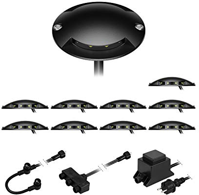ledscom.de LED Boden-Aufbau-Leuchte Bunda, 2-flammig, schwarz für außen, befahrbar, warm-weiß, 10er Set