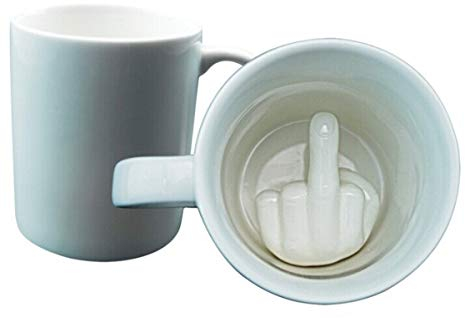 Uteruik Funny Design Coffee Mugs Tea Cups Ceramic Mugs Have A Nice Day Fuck You with Middle Finger on Bottom 350ml Best Gift for Friends (White)