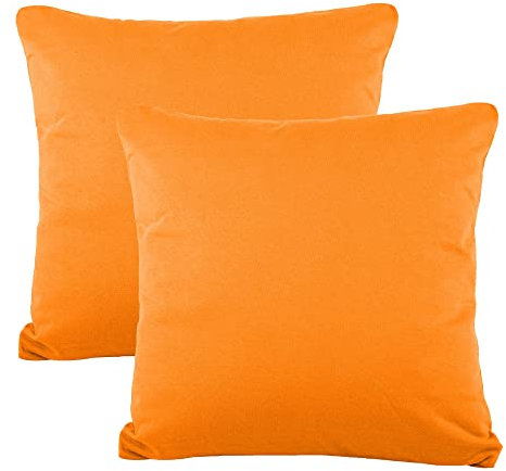 CelinaTex BeBasic Kissenbezug Doppelpack 50 x 50 cm orange Mikrofaser Dekokissen Bezug Jersey