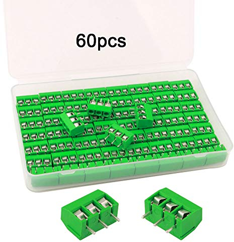 FULARR® 60Pcs Premium 3 Posizione 3 Pin Plug-in PCB Vite Morsettiera, 5.08mm Passo PCB Monte Vite Connettore Blocco Terminale (300V / 10A, Verde)