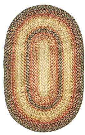 Homespice Russett Ovaler geflochtener Teppich, braun, rustikaler Landhausstil für Eingangsbereich, Küche, Bad, 20 x 30 cm