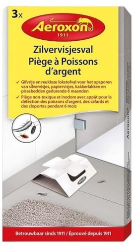 Aeroxon by BSI – Trampa pegajosa – Atractivo Potente – para Luchar contra los Peces de Plata – Cucarachas – Campanas – Activo hasta 6 Meses – No tóxico – 3 Piezas inodoras