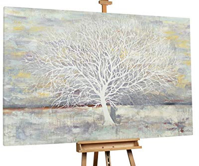 KunstLoft® XXL Gemälde 'Tree of Lost Souls' 180x120cm | original handgemalte Bilder | Baum Äste Grau Weiß | Leinwand-Bild Ölgemälde einteilig groß | Modernes Kunst Ölbild