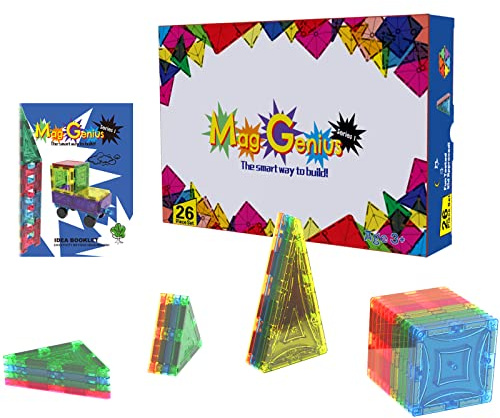 Mag-Genius Magnetic 26 Piece starter Building Set Multi-Colored Magnet Building Block Tiles